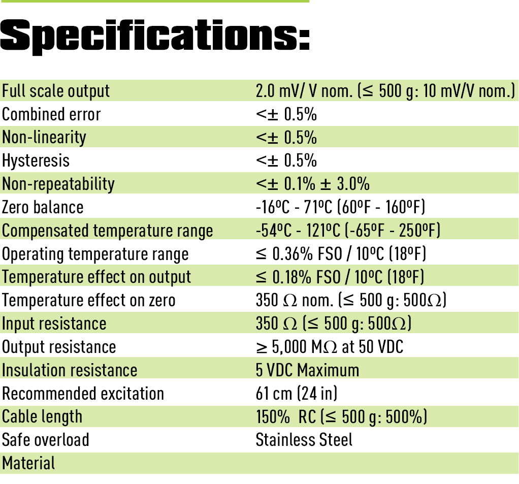 rstc miniature load cell specifications